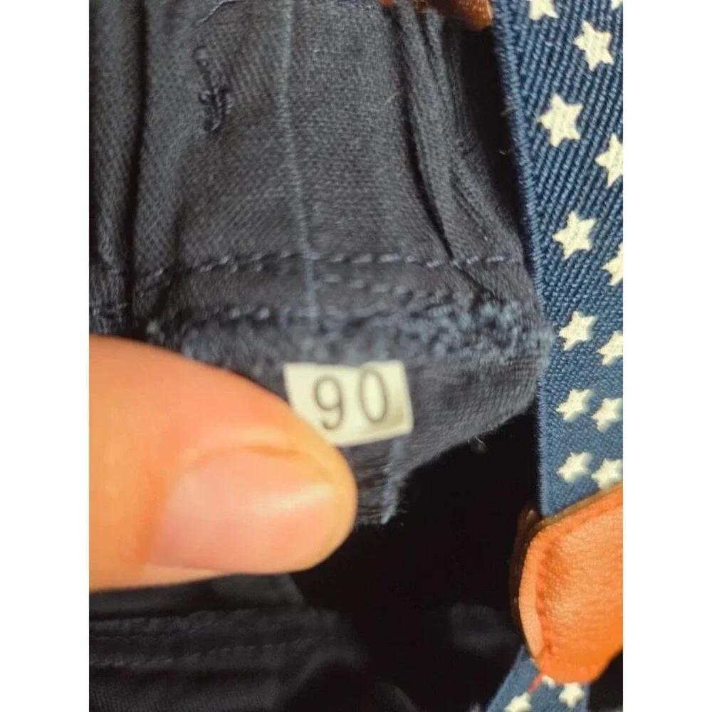 Boys navy blue pants and suspenders